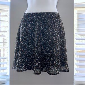 Black/Mint/Pink Floral Mini Slirt